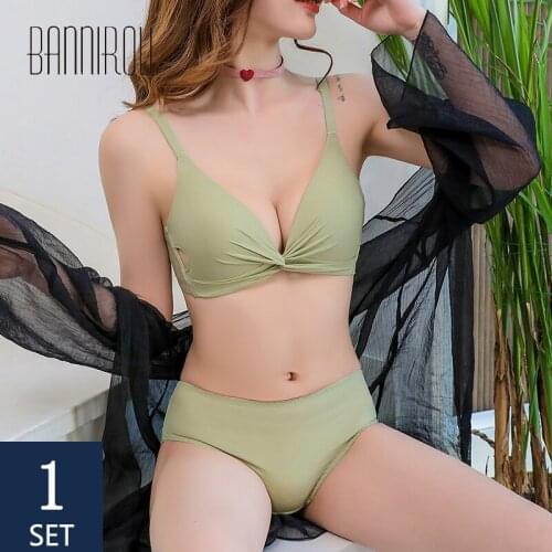 BANNIROU Lingerie Woman Seamless Bra Brief Sets Bralette Active Bras Strapless Wire Free Bras Underwear For Woman Free Shipping