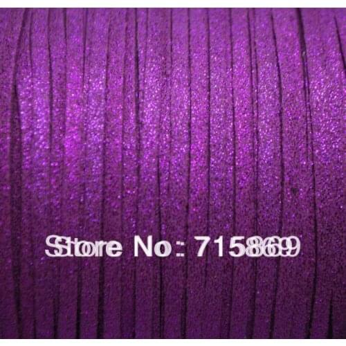 Free Shipping 3 x 1.5mm 100Yards (92M) Metallic Purple Flat Faux Suede Cord DIY Leather Cord