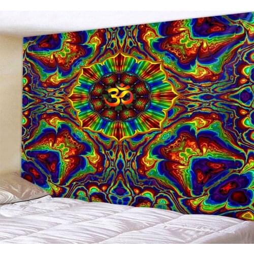 Colorful mandala tapestry geometric fractal color wall hanging living room bedroom home bohemian hippie art wall decoration