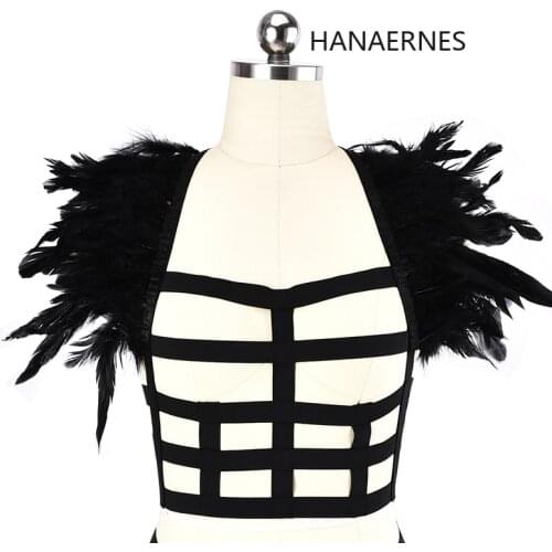 Women Feather Sexy Lingerie HARNESS BRA Bondage Cage Bra Black Lingerie Pole Dance Fetish Wear Underwear Bondage Lingerie Garter