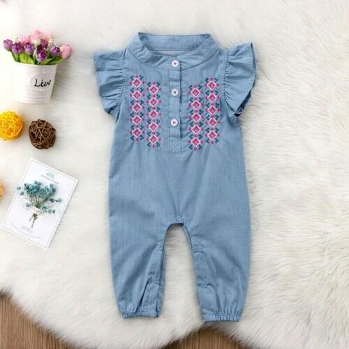 Emmababy Infant Newborn Baby Girl Sunsuit Playsuit Jumpsuit Floral Print Button Cute For Your Baby Outfit Clothes
