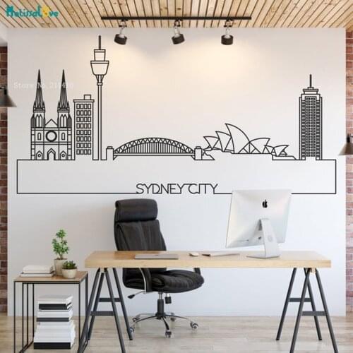 Sidney City Skyline Cityscape Art Wall Sticker Decals Home Decoration New Design Living Study Room Classroom Vinyl Gift YT1442
