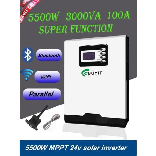 5500W 3000VA 24V 100A MPPT Off Grid Solar Inverter With WIFI Bluetooth and Parallel function Can work no battery