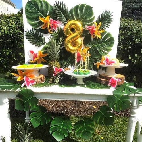 2Pcs Artificial Tropical Monstera Leaves Wedding Party Home Table Decoration Cloth Artificial Plants Green Vivid Color