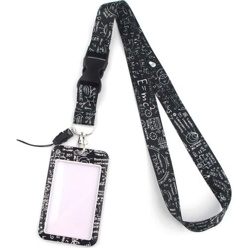 JF0132 Math Equation Creative Lanyard Card Holder Student Hanging Neck Cell Phone Lanyard Badge Subway Access Card Holder
