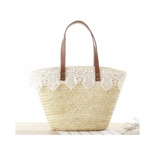 New Japanese lace lace shoulder bag simple woven bag fashion retro straw vacation travel beach bag handbag