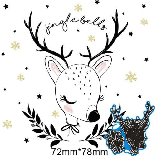New Metal Cutting Dies Deer Head And Leaves For Card DIY Scrapbooking stencil Paper Craft Album template Dies 72*78mm