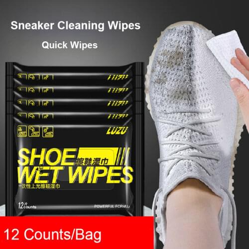 12pc Disposable Shoe Wipes White Shoe Artifact Cleaning Tools Care Shoes Useful Fast Scrubbing Quick Clean Wipes Sneaker Cleaner