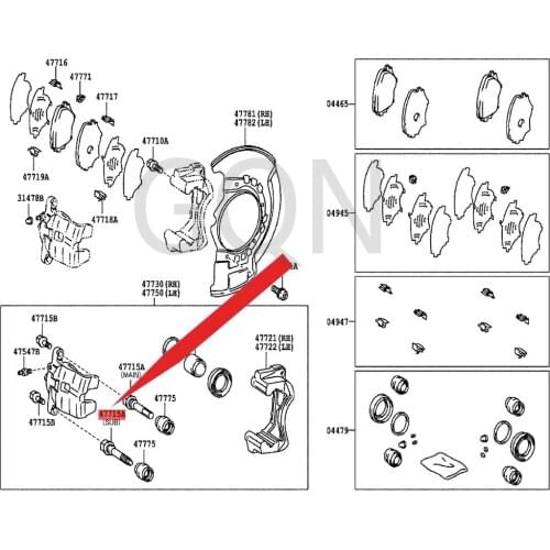 Front disc brake brake cylinder sliding pin 1996-Toy ota CHA SER CRO WNL AND CRU IS ER brake cylinder screw brake cylinder pin