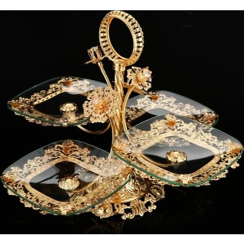 European-style fruit tray Modern living room coffee table Creative fruit tray Light luxury glass multilayer snack tray