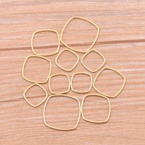 10pcs 3 Size Square Charm Gold Stainless Steel Pendant Open Bezels Hollow Pressed Resin Frame Mold Bezel DIY Jewelry Making