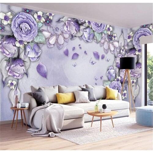 Custom Photo Wallpaper 3D Mural Wall Sticker Purple Modern Simple Silk Jewelry Background Wall papel de parede