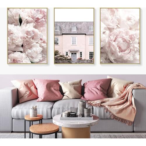 Feather Peony Blossom Canvas Painting Posters And Prints Picture Living Room Art Wall Home Decoration cuadros decoracion salon