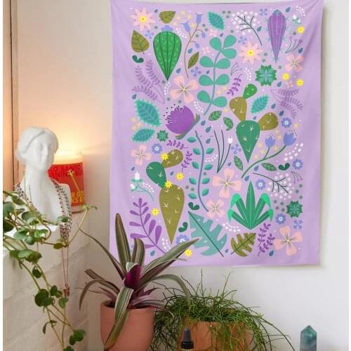 Lush Botanical Wildflower Tapestry Wall Hanging Flower Hippie Tapestry Boho Tapestries Wall Carpet Psychedelic INS Home Decor