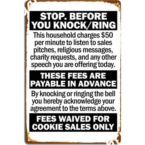 Soliciting Salesman Sign Poster Metal Plaque Club Home Custom Garage Club Wall Decor Tin Sign Poster