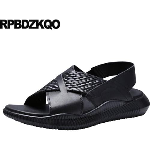 Shoes Strap Black Designer Open Toe Native Genuine Leather Men Sandals Summer Water Beach High Quality Outdoor Woven Slip On