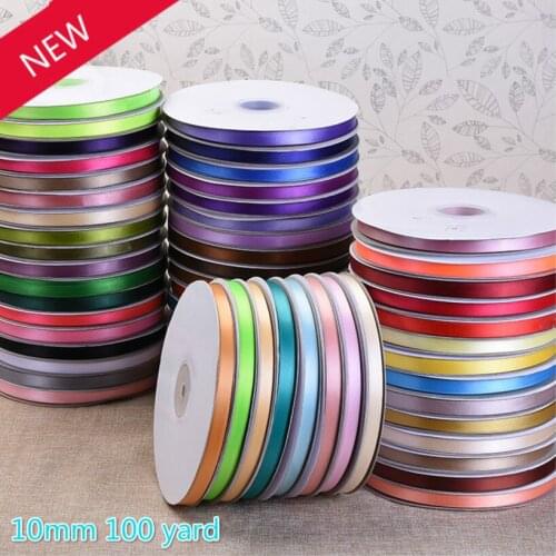 100Yards Silk Stain Ribbon 10mm Single Ribbon Wedding Party Christmas Flowers Deco Gifts DIY Sewing Fabric