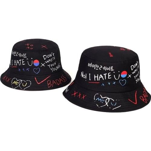 2020 New summer unisex bucket hat foldable outdoor shade beach fisherman hat fashion parent-child hat graffiti printing wild hat