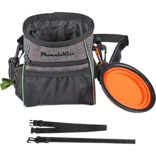 New Dog Treat Bag Portable Carries Pet Puppy Toys Food Poop Bag Pouch Pet Hands Free Outdoor Training Waist Bag Waterproof Carry