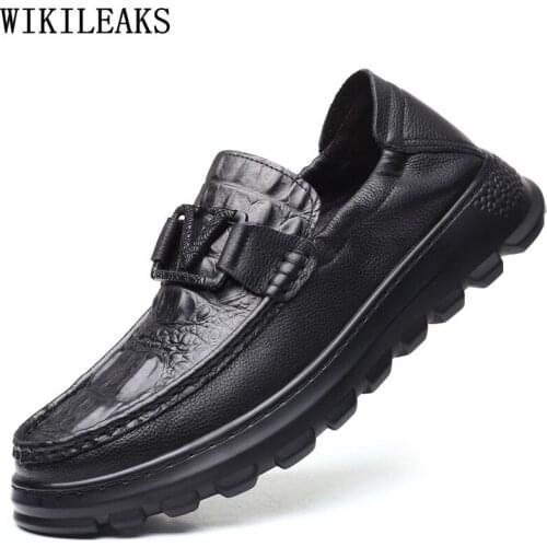 Platform Mens Shoes Genuine Leather Men Casual Shoes Mens Loafers Mens Luxury Designer Slip on Shoes Men Zapatillas De Deporte