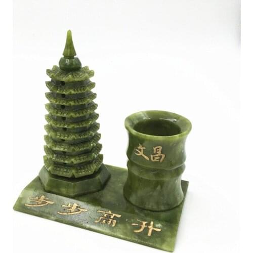 Study and career penholder handicraft office study decoration on 9th floor of jade Wenchang tower
