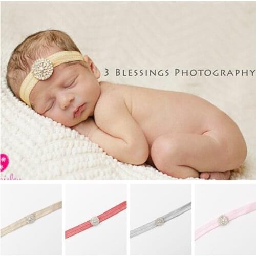 Yundfly Vintage Newborn Rhinestone Lace Headband Elastic Girls Hair Accessories Wedding Party Outdoor Kids Headwear Photo Prop