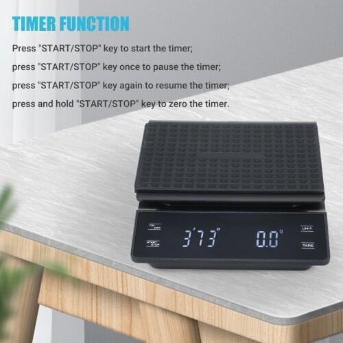 0.3g~3000g High Precision Digital Scale with Waterproof Surface Electronic Scale LED Display with Backlight Kitchen Scale