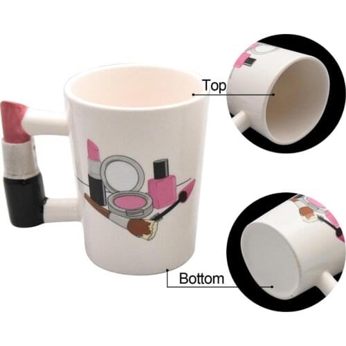 Ladies lipstick pattern design office daily ceramic cup cute style Gift Cup for women