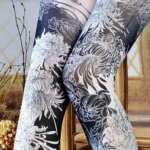 Chrysanthemum Print Women Pantyhose Dropship And Bulk