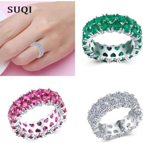 SUQI New Trendy copper plating Design Hot Sale Ring For Women AAA White Zircon Cubic elegant rings Female Wedding jewerly