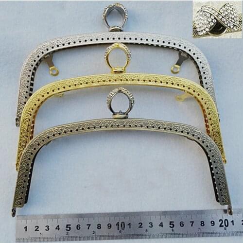 Golden silver bronze color diamond buckle women coin bag metal clasp DIY purse frame 5pcs/lot