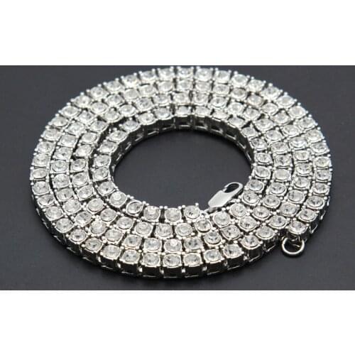 1 Row Tennis Chain Hiphop Bling Bling Iced Out 5mm Necklaces Luxury Brand Silver Color Men Chain Fashion Jewelry rose gold black