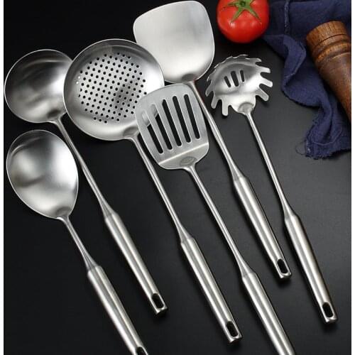 1Pc Kitchen Cooking Tools-Stainless Steel Spatula Soup Spoon Large Colander Scooped Hollow Handle Cooking Shovel Kitchen Cooking