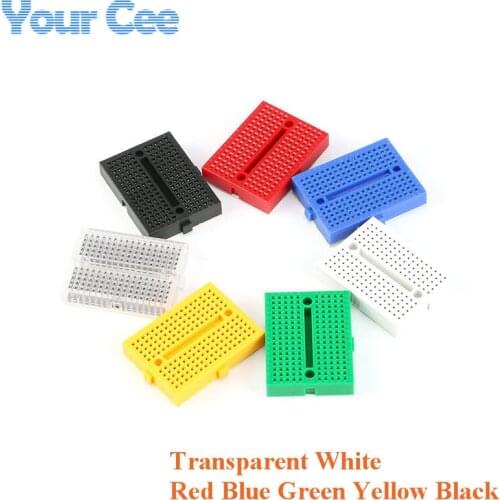 1pc SYB-170 Mini Solderless Prototype Test Breadboard Board 170 Tie-points Transparent White Red Blue Green Yellow Black Color