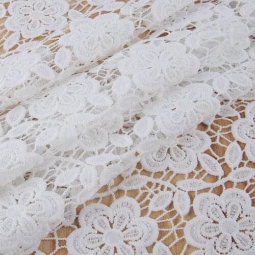 1Yard Cream Grid Water soluble Embroidery Lace Fabric Wedding Dress Childrens Wear Decorative Fabric DIY 125cm wide