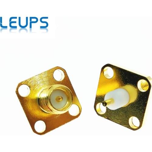 10PCS RP-SMA Female (Male Pin) Panel Mount 4 Holes Flange Deck Solder RF Connector