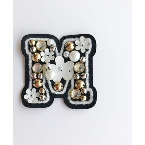 10pcs/lot Luxury 3d Sew Bead Embroidery Patch Letter M Shoes Bag Clothing Decoration Diy Iron Heat Transfer Applique