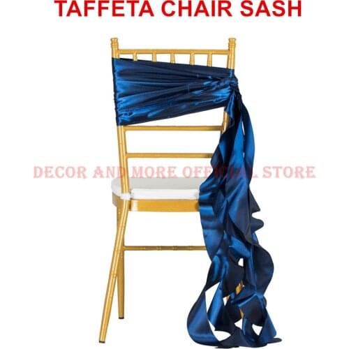 100PCS Decor Taffeta Chair Sash Blue Red White Pink Chair Bands Outdoor Hotel Party Wedding Chair Ties For Chiavari Chair Cover