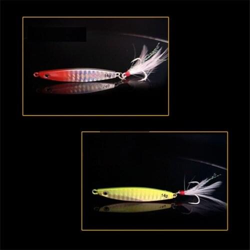 100pcs Fishing Lure Metal Bait 21G Bait With Feather Wobbler Fish Artificial Lure Fishing Tackle Fishhooks