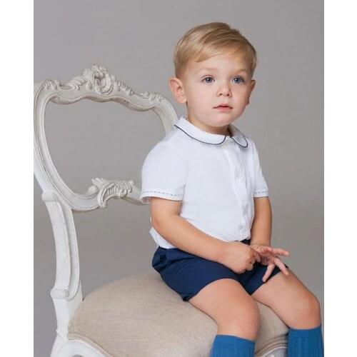 Spanish Baby Boys Clothes Set Summer Baby Infant Kids Clothing Toddler Boy Suit Children Cotton Shirt with Short 2Pcs Outfits