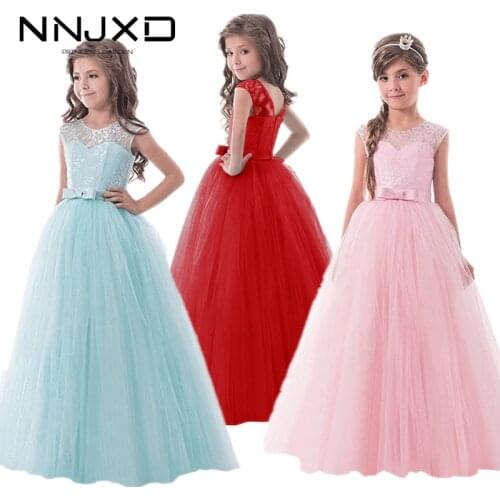 2019 Red Vestidos Girl Party Dress Bridesmaid Princess Dress Kids Dresses For Girls Clothes Children Wedding Dress 10 12 Years