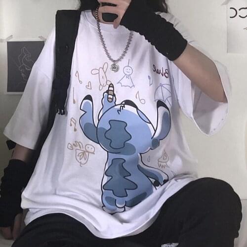 2021 Summer Korean Fashion Harajuku Creative Cartoon Graphics Mens And Womens t-Shirt Grunge Clothes Couple Clothes