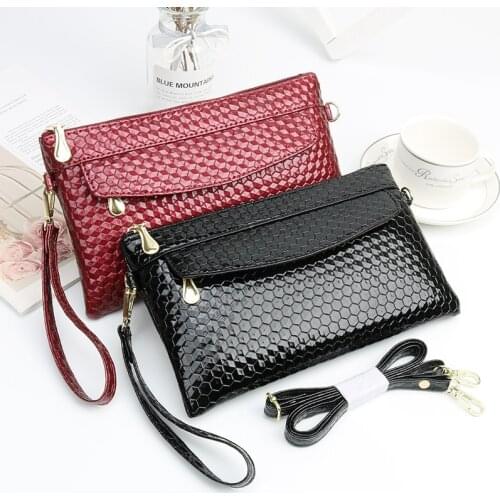 2021 New Fashion Bright Face Messenger Bag Simple Mobile Phone Bag Casual Clutch Bag Rhombic Pattern Shoulder Crossbody Bag