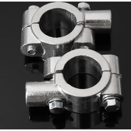 2x Mirror Mount Bracket Clamp For 7/8" (10mm) Handlebar Motorcycle Chrome