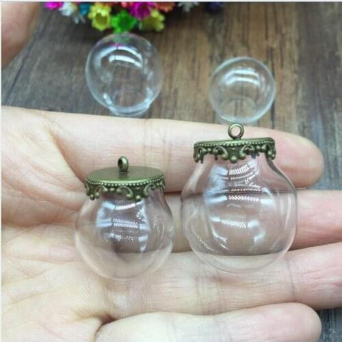 5sets/lot 25*15mm 20*15mm glass globe with antique bronze jewelry findings set glass bubble DIY glass vial pendant glass bottle