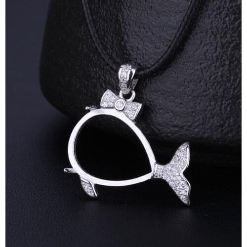 925 Sterling Silver Fashion Pendant Crystal Women Semi Mount Pendant 15x20mm Oval Cabochon Amber Turquoise Setting Wholesale