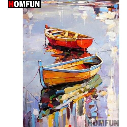 HOMFUN Full Square/Round Drill 5D DIY Diamond Painting "Boat scenery" Embroidery Cross Stitch 3D Home Decor Gift A17668