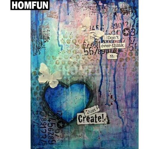 HOMFUN Full Square/Round Drill 5D DIY Diamond Painting "Love & Butterfly" 3D Embroidery Cross Stitch 5D Home Decor A00023