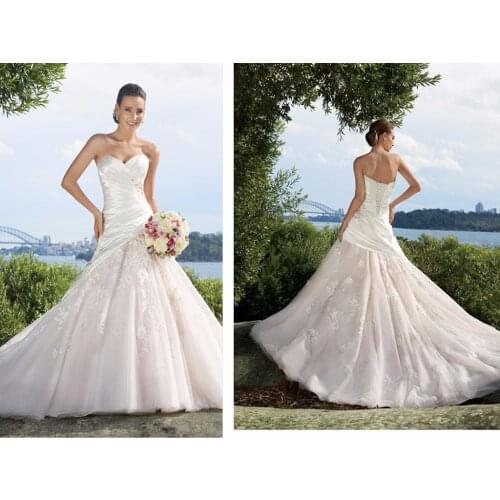 Free shipping new fashion hot casamento 2016 romantic fashionable sweetheart vestidos a-line lace wedding dresses Bridal Gown