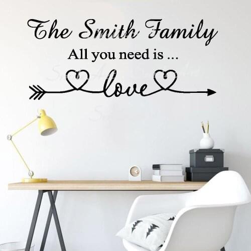 Free shipping Custom Name Family Environmental Protection Vinyl Stickers Decor Living Room Bedroom Removable Wall Stickers